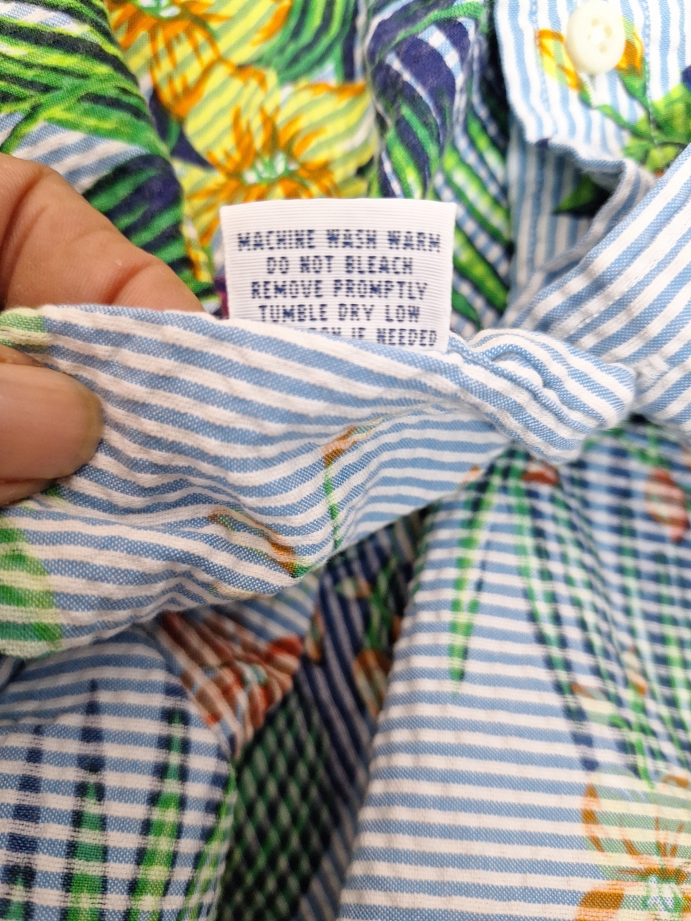 Ralph Lauren Mens Blue Striped Button-Down with Green, Orange & Yellow Floral - Picture 9 of 12